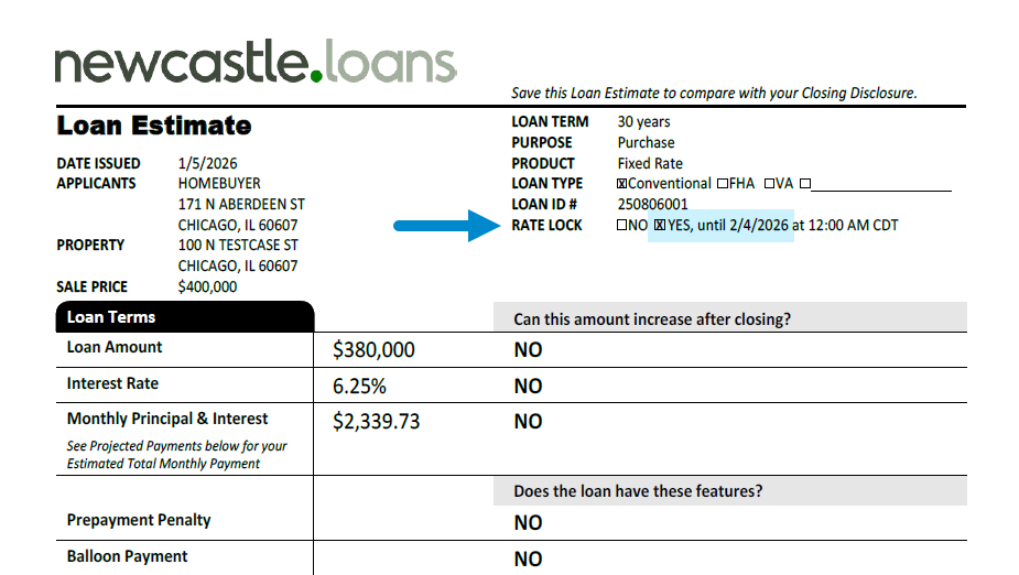 Loan Estimate Rate Lock 1-1
