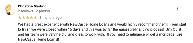 NewCastle Home Loans - Google Review