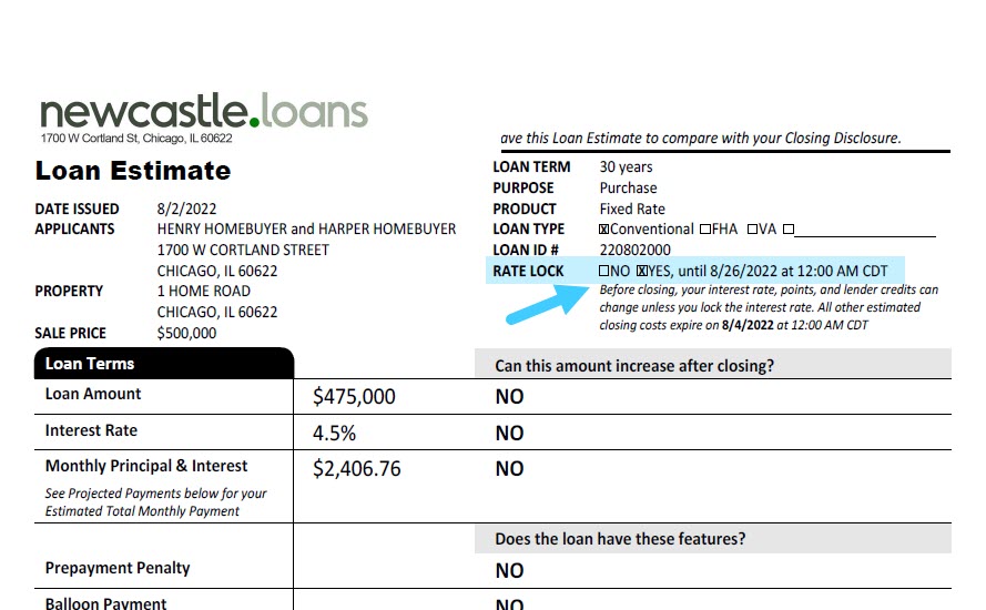 loan estimate rate lock newcastle home loans